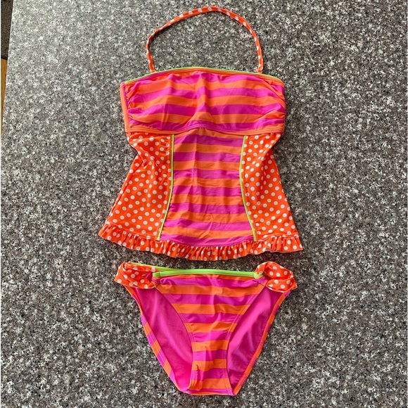 Juniors Tankini - Orange/Pink - Picture 1 of 2